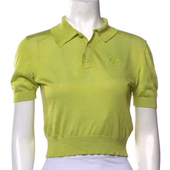 Ralph Lauren Collection Purple Label Cropped Silk Jersey Polo Sweater Collar Top - Picture 5 of 6